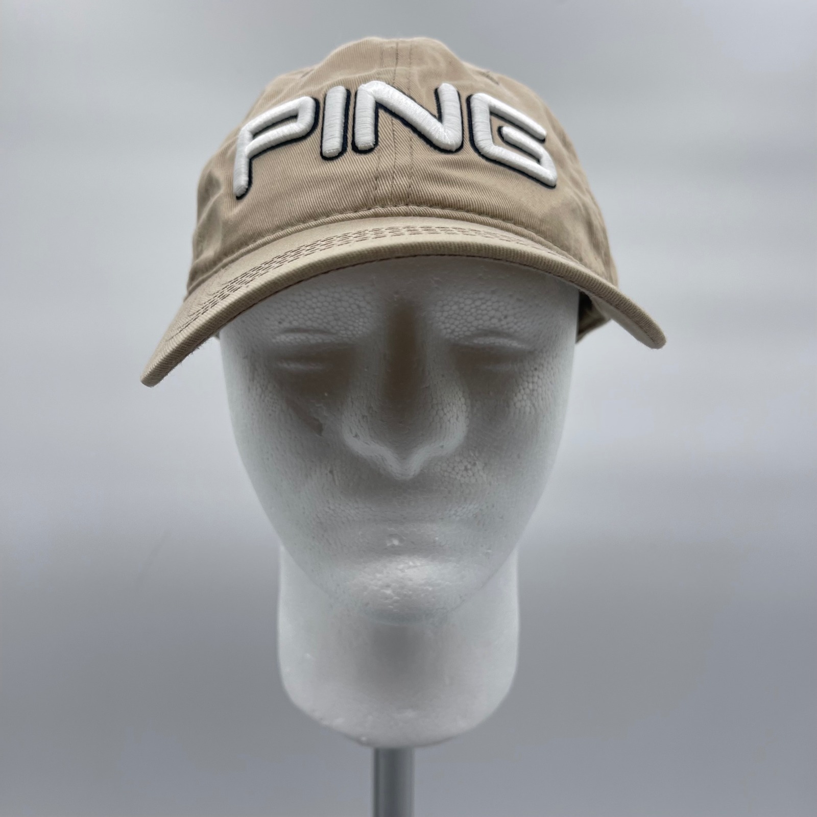 Ping Golf Osfa Tan Strapback Cap Adjustable Cotton Twill 3d Embroidered Golf Hat